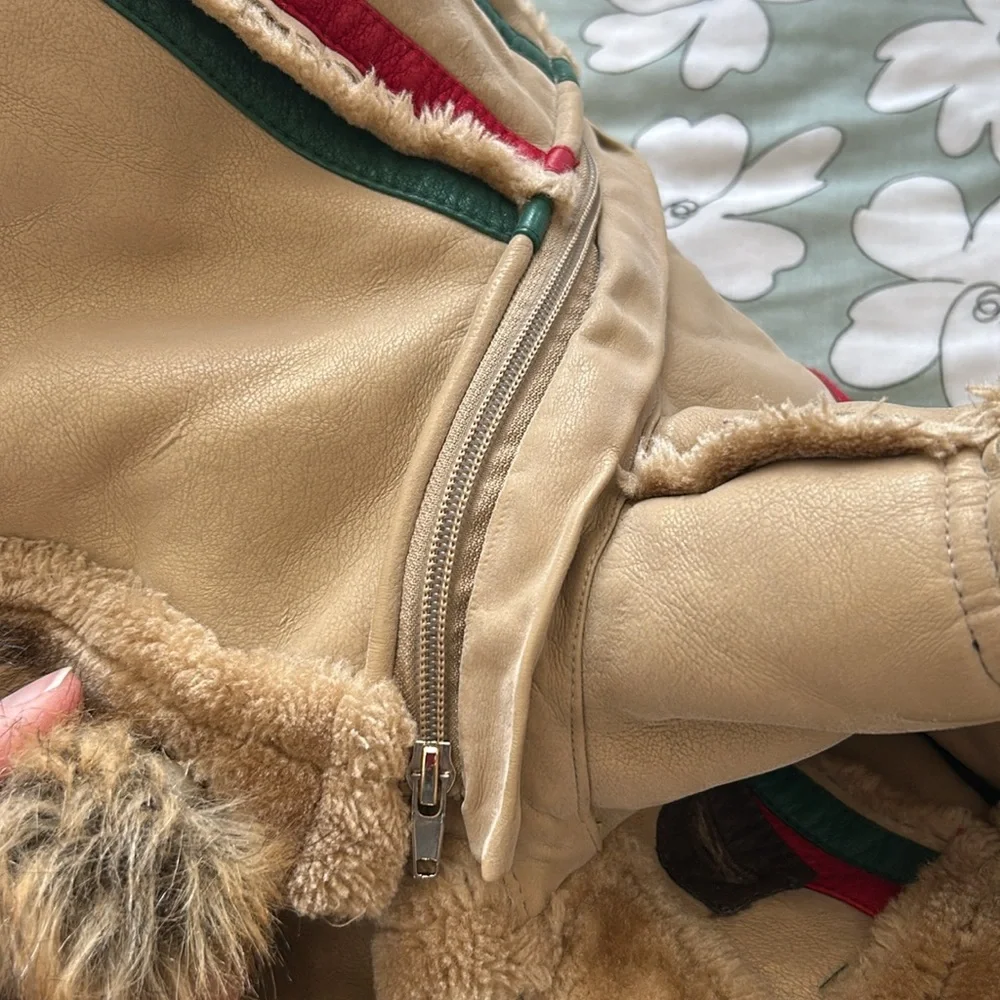RARE‎ Jordan Craig Joe Faux Leather Shearling Coat Faux Fur in Latte Kids 7